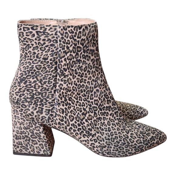 Steve Madden Nix Leopard Animal Print Suede Leather Heel Bootie Boots Size 8.5 - Picture 2 of 8